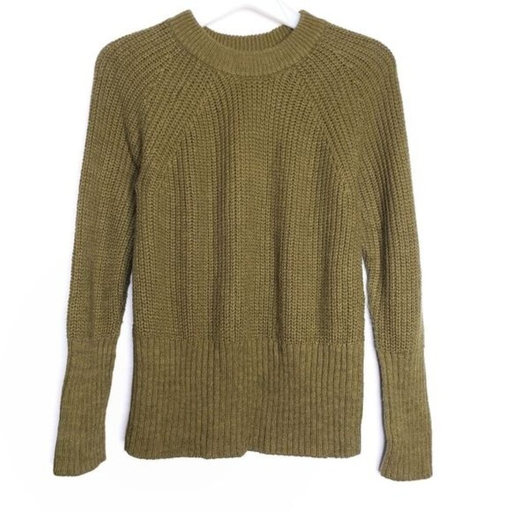 Universal Thread Green Knit Ribbed Crew Neck Sweater Women's Size XS